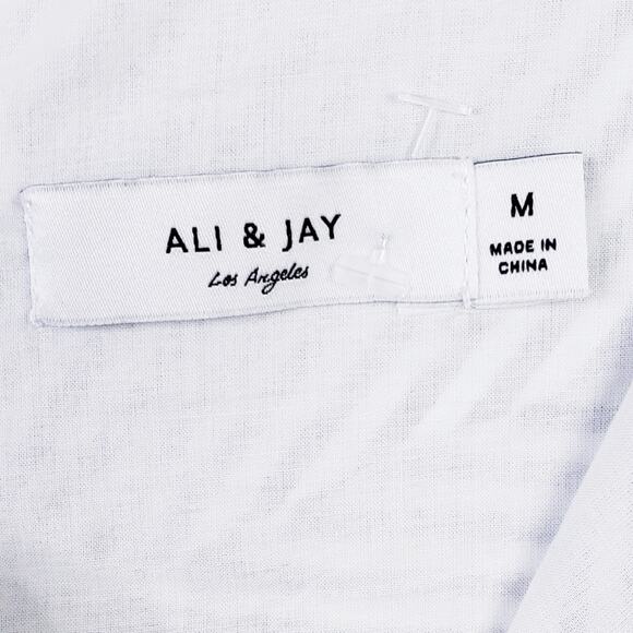 ALI & JAY Striped Cocktails Please 3/4 Sleeve Top Zip up Back Size Medium - Picture 6 of 10